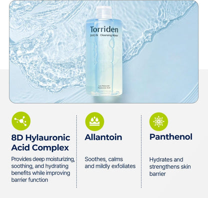 Torriden Dive - In Low Molecular Hyaluronic Acid Cleansing Water 400ml | Lakinza K - beauty Canada