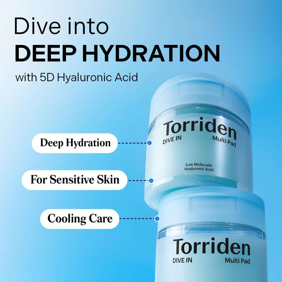 Torriden Dive-In Low Molecular Hyaluronic Acid Multi Pad 160ml / 80pads Lakinza K-beauty