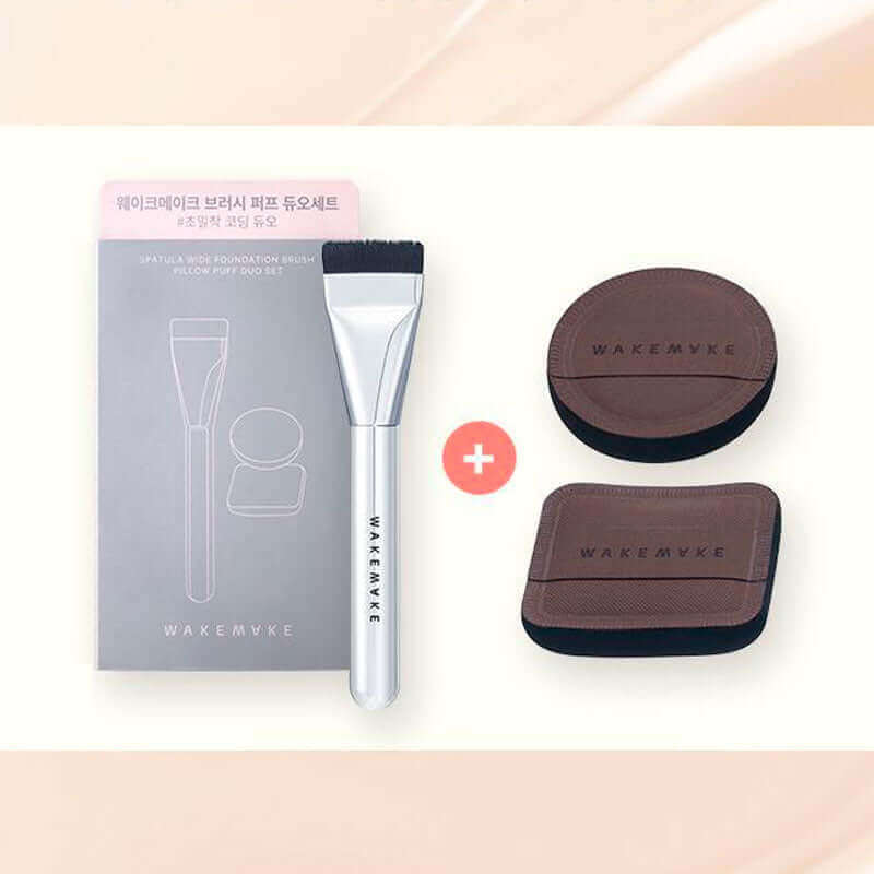 WAKEMAKE Spatula Wide Foundation Brush Puff Duo Set Lakinza K-beauty